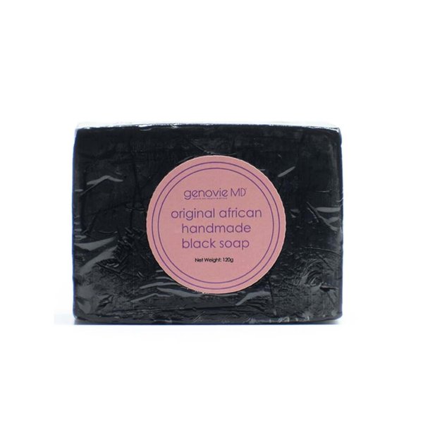 genovie MD Original African Black Soap, Face and Body Soap Bar for Women, Black Soap for Acne Wash Dry Skin, and Sensitive Skin, Facial Cleanser Made to Wash Away Impurities for a Youthful Complexion
