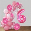 Kwuz 40 Inch Pink Number 6 Balloon with Mini Bow Balloon for Girls 6th Birthday Decorations, Pink Princess Western Cowgirl Theme Birthday Party Balloons Decorations Supplies