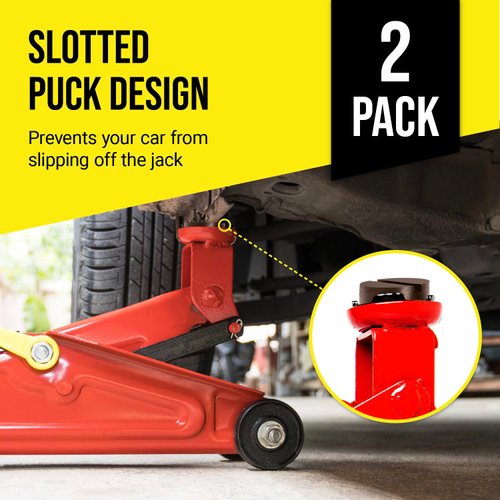 Mission Automotive 2-Pack of Rubber Jack Pads (Slotted Pucks) - Universal, Standard-Size Adapter - Frame Rail Protector Puck/Pad Keeps Pinch Weld, Paint and Metal Safe