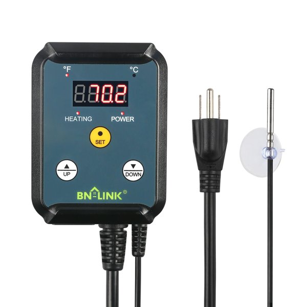 BN-LINK Digital Heat Mat Thermostat Controller for Seed Germination, Reptiles and Brewing Breeding Incubation Greenhouse, 40-108°F, 8.3A 1000W ETL Listed