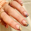 Square Press on Nails Short - TUZADNW Flower Design Short Fake Nails Press ons,24 Pcs Artificial Nude Full Cover Glue on Nails Glossy Stick on Acrylic Nails for Women