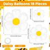 Daisy Balloons, 18pcs White Daisy Flower Foil Balloons for Birthday Wedding Baby Shower Hippie Boho Girl Daisy Party Decorations Supplies