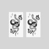 Oottati 2 Sheets Small Tiny Temporary Tattoo Stickers Black Snake Butterfly