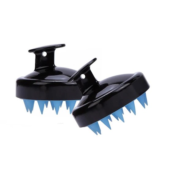 AK2 (Naturally Divine) 2 Pack-Hair Scalp Massager Shampoo Brush, Scalp Scalp exfoliator Brush for Dandruff Removal Hair Scrub Brush for Dry and Wet Hair (Black & Blue)