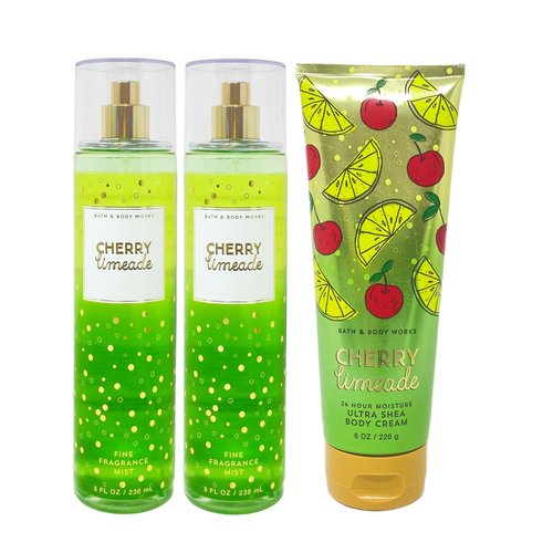 Generic Bath and Body Work Cherry Limeade - Gift Set of Three - Two Fragrance Mist and Body Cream