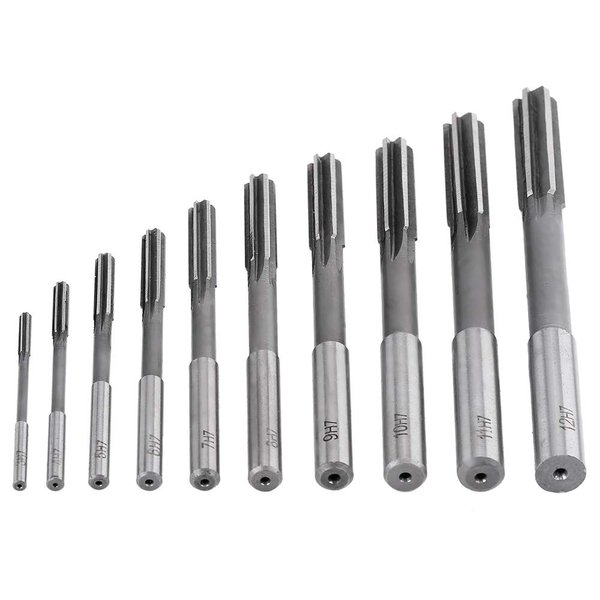 10Pcs Machine Reamer Set,HSS H7 Straight Flute Chucking Reamer Milling Cutter 3/4/5/6/7/8/9/10/11/12mm