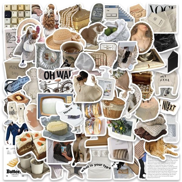 INS Aesthetic Stickers for Water Bottle, Waterproof Scrapbook INS Stickers, 63PCS Vinyl Stickers for Laptop Phone Skateboard Bumper Decals, Personalized Stickers Pack for Kids Teens Girls (INS)