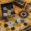 Hicarer 35 Pieces Gold Coins Pirate Coins Metal Fake Coins Pirate Treasure Coin Toys for Party Favor Decorations, Bronze, Red Antique Bronze, Antique Gold and Antique Silver