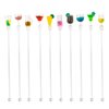 AUEAR, 10 Pack Swizzle Sticks Acrylic Colorful Cocktail Drink Stirrer Clear Shafts for Bars Cafes Restaurants Home Use