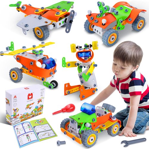 W WISE BLOCK 164 PCS STEM Toys, Educational Building Blocks Classroom Toys, Erector Set Building Toys for Kids Age 4-8 8-12, Toy Building Sets Learning Construction Toys Gifts for Boys Grils