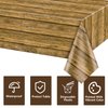 PTECDROTS 4pcs Wood Tablecloth, Brown Rustic Table Covers, Rectangular Table Decoration for Rustic Party Decor, Western Barn Themed Birthday Party, Barbecue Party Decorations, 51 x 106 Inch