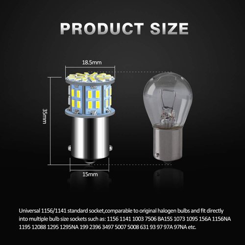 ACOHUIKE 1156 1141 1003 7506 BA15S LED Bulbs Super Bright 3014 50-SMD LED Replacement for 12 Volt RV Camper Trailer Boat Trunk Interior Lights (White, 20)