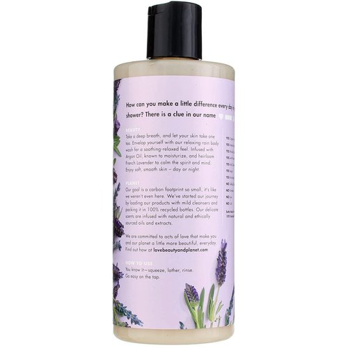 Unilever Love Beauty & Planet Argan Oil & Lavender Body Wash Relaxing Rain 16 Oz
