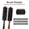 Small Rond Hair Brush, 2 Pack Natural Boar Bristle Hairbrush Mini Travel Brush with Wood Handle Portable Circle Vent Brush for Women Bangs, Thin Hair, Short Hair, Wet Hair, Restore Hair Shine