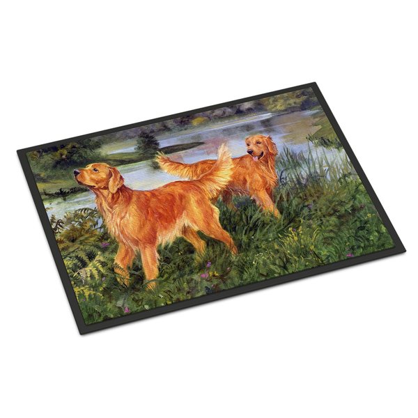 Caroline's Treasures HEH0098MAT Golden Retrievers Doormat 18x27 Front Door Mat Indoor Outdoor Rugs for Entryway, Non Slip Washable Low Pile, 18H X 27W