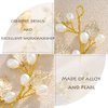 JONKY Leaf Hair Vine Pearl Hair Piece Gold Hair Accessory Bridal Headband Wedding Headpiece for Bride and Bridesmaid（Gold）