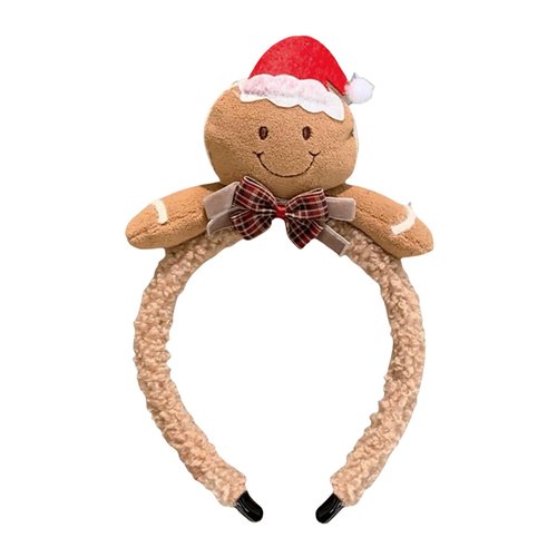 Gingerbread Headbands Christmas Headband for Women Plush Ginger Hair Band for Man Fluffy Hair Bands Reindeer Antler Headband Comfortable Xmas Hair Hoop Christmas Family Party Hair Accessories 1Pcs