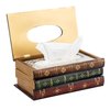 Crafted Classical Retro Wooden Antique Book Tissue Box Cover Rectangular Tissue Holder Dispenser Paper Cover Case Napkin Holder Home Decor for Bathroom Living Room Office car Kitchen
