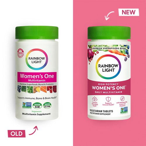 Rainbow Light Womens One High-Potency Daily Multivitamin, Womens Multivitamin Provides High-Potency Immune Support, With Vitamin C, Biotin and Ashwagandha, Vegetarian, 150 Count