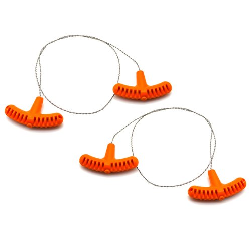 PiscatorZone 2PCS Rescue Cable Wire Hunting Fishing Hiking Camping Saw Wire Survival Chain Saw with Orange Handles Piscator Zone Outdoor Equipments