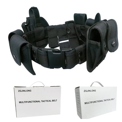 ZGJINLONG 10 in 1 Police Tactical Belt Portable Gift Box Duty Security Guard Belt,Law Enforcement Tactical Equipment System Set (Black, 10pcs