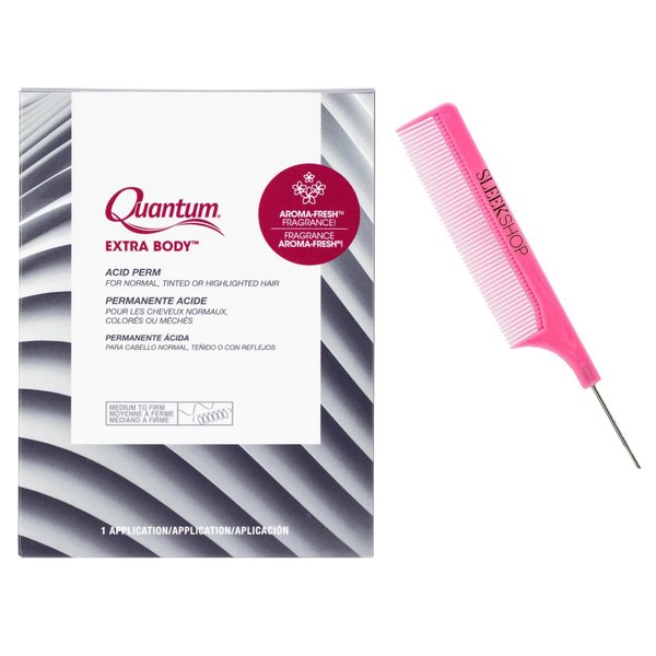 Quady Comb + Z0t0𝐬 Q𝐮𝐚nt𝐮m EXTRA BODY (Medium to Firm Curl) Acid Perm for Normal or Tinted Hair Perm Kit, 2024-2025 Newest Version (w/SIeekshop Pink Comb) (Q𝐮𝐚nt𝐮m - EXTRA BODY -)