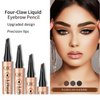 Eyebrow Pencil, Microblading Eyebrow with 4-Fork Tip Magic Brow Tattoo Pencil for Women, Waterproof, Long Lasting Eyebrow Makeup (Grey)