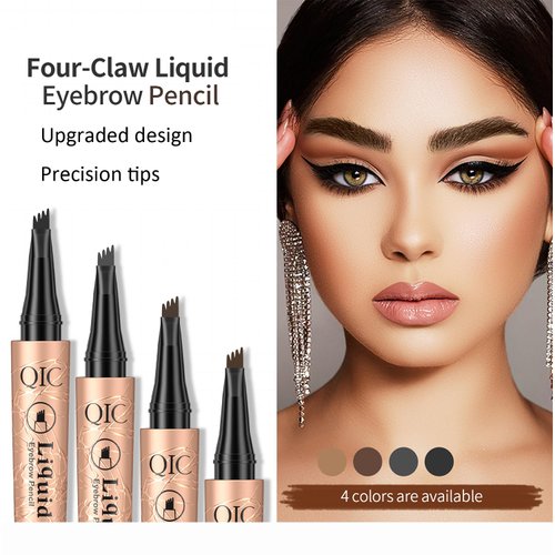 Eyebrow Pencil, Microblading Eyebrow with 4-Fork Tip Magic Brow Tattoo Pencil for Women, Waterproof, Long Lasting Eyebrow Makeup (Grey)