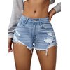Verdusa Women's Ripped Distressed Skinny Denim Shorts Light Blue XS
