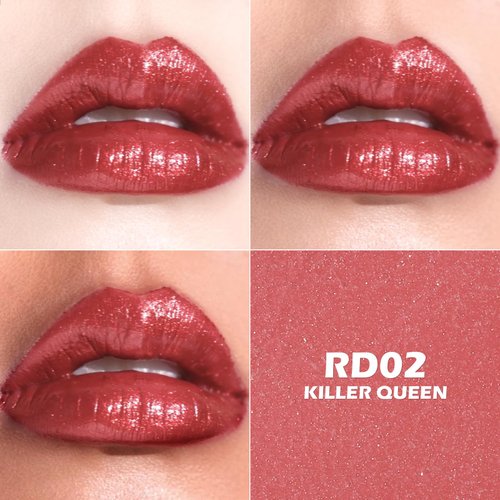 FOCALLURE Moisturizing Glitter Lipstick,Pearl Shimmery Finish,Hydrating Tinted Lip Balm with Creamy Texture,Long Lasting High Pigmented Lip Stain,Killer Queen