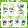 3 Pcs Glitter Green Shamrock Face Gem Tattoo Stickers St. Patrick's Day Temporary Tattoos Sticker Lucky Four-Leaf Clover Diamond Makeup Stick on Tattoo Decals for Irish Rave Party Supplies