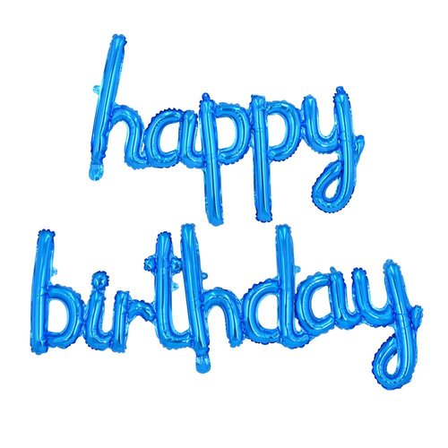 BEISHIDA Blue Happy Birthday Balloons Banner 16 Inch Mylar Foil Birthday Letters Balloons for Kids Adults Ocean Theme Party Decorations Supplies