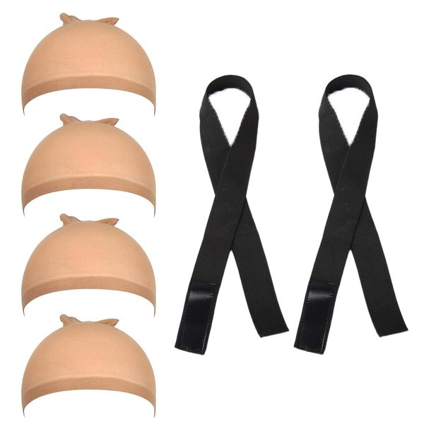 Popvibes HD Wig Cap 4Pcs Wig Caps For Women Transparent Wig Cap For Lace Front Wig Invisible Stocking Caps Sheer Wig Cap with 2Pcs Elastic Wig Band Set Wig Accessories (4 HD Wig Caps+2 Wig Band)