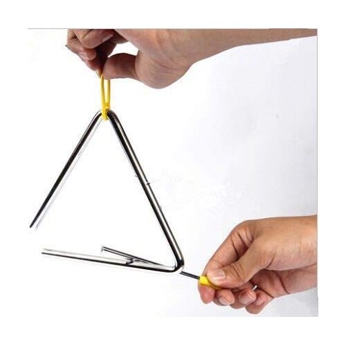 Aliotech Superior Sound Quality Musical Steel Triangle Percussion Instrument With Striker (4 Inch)