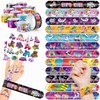 48PCS Roller Skate Party Favors 24PCS Tattoos 24PCS Slap Bracelets Wristbands Themed Birthdays Party Supplies Decorations Decor Centerpiece Sneaker Retro 60s 80s Pattern Girls Boys Gifts School