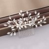 Bmirth Wedding Hair Comb Pearl Bride Headpieces Rhinestone Bridal Hair Jewelry Side Hair Accessories for Women and Girls