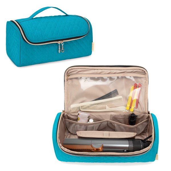 Yarwo Hair Straightener Travel Bag Compatible with Dyson/Revlon/CHI/GHD/REMINGTON Hair Flat Iron, Portable Storage Case for Hair Straightener Flat Curling Iron and Attachments, Teal (Patent Pending)