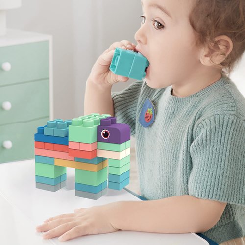 BLUECEDAR Newest Soft Building Blocks Set for Toddler,Baby Ages 6 Month Old and Up,Safe Playing,Learning Stacking Block Toys,Non Wooden Gift for Kid Girl/Boys,20Pieces