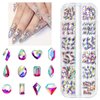 qiipii 120Pcs AB Crystal Nail Rhinestones White AB 12 Shapes Big Gems Flatback Rhinestones K9 Glass Stones Nail Art Diamonds Crystals jewels Nail Charms for Arylic Nails Face Eyes Makeup DIY Crafts