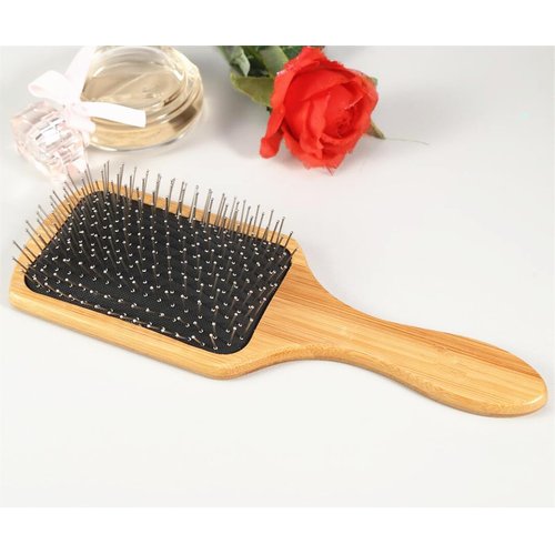 JYHY Keratin Oil Infused Wooden Brush - Natural Hair Detangler for Improved Growth, SPA Massager with Metal Pins