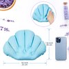 3 Pieces Inflatable Bath Pillow with Suction Cups, Terry Cloth Covered Bath Pillow Shell Shape Bathtub Spa Pillow Comfortable Soft Bath Cushion, Neck Support for Bathtub, Hot Tub (Pink, Green, White)