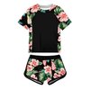 ADUKIDE Size 11 12 Kids Girl Rash Guard Swimsuit 2 Piece Tankini Set Flower Short Sleeve Bathing Suit with Shorts UV Protection