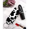 KLLRO RUO Chapstick Holder Keychain Fashion Lipstick Sleeve Lip Balm Portable Pocket Lip Gloss Tube Holder Clip-on Makeup Travel Accessories - Black White Cow