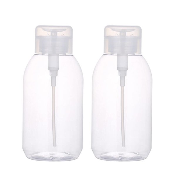 2Pcs 500ml (16.9oz) Nail Polish Remover Pump Bottle Dispenser Empty Push Down Pump Dispenser Bottle with Flip Top Cap for Nail Polish and Makeup Remover, Clear