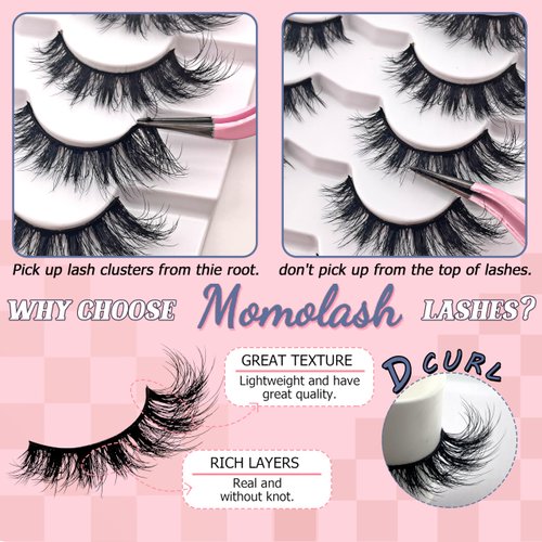 Eyelashes Fluffy Cat Eye Lashes Wispy 8D Volume False Eyelashes Comfortable & Lightweight Lashes Strips Makeup Fake Eyelashes Soft Curly Fake Lashes 7 Pairs Pack by MOMOLASH