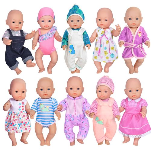 ebuddy 10 Sets Doll Clothes Outfits Fit for 14-16 inch Baby Doll, 43 cm New Born Baby Dolls, 15 inch Baby Dolls，18 Inch Girl Doll (No Doll)