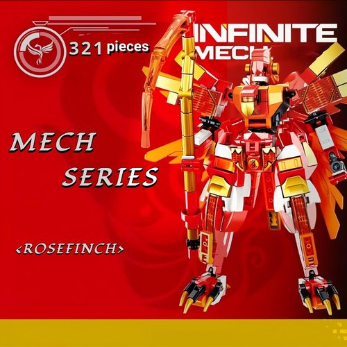 WULOBOOI Fire Mech Toy Building Blocks Set, Red Ninja Figure Warrior Hero Display Model Toy, Armored Battle Robot Adventure Playset Birthday Christmas Creative Gifts for Boys Girls