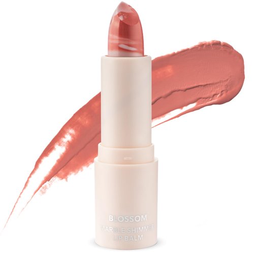 Blossom Marble Shimmer Lip Balm Moisturizing Lipstick with Shea Butter, Jojoba, Olive Oil, 0.12oz/3.5g, Au Natural