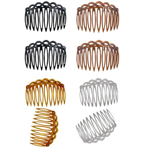 8 Pieces 11 Teeth Plastic Side Hair Twist Comb Hair Side Combs French Hair Side Combs Plastic Hair Comb Clip French Twist Combs Hair Clip Combs Hair Accessory for Women, 4 Colors