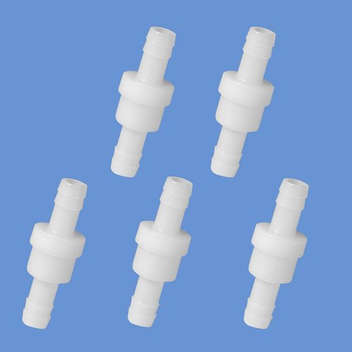 Quickun 1/2" Barb Hose One Way Inline Check Valve Non Return Ozone Resistance PVDF Plastic One-Way Fuel Oil Water Gas Pump Air Check Valve, 2 Pcs